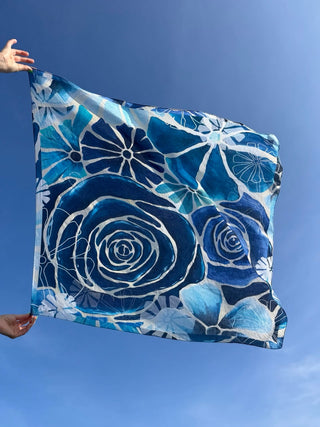 Bomuldstørklæde, Blue Flora Galore