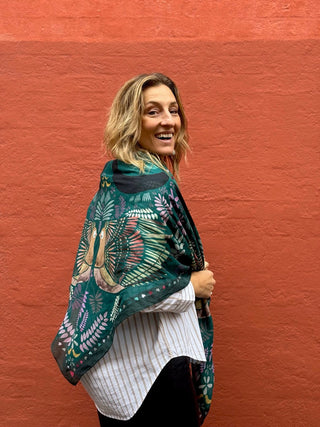 Bomuldstørklæde, Love Dove, Green