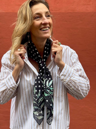 Bomuldstørklæde, Polka Palme, Black