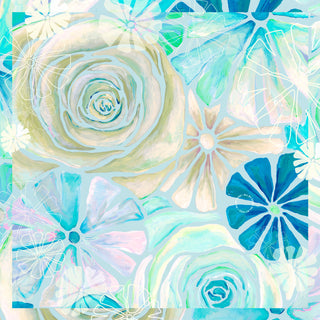 Flora Galore Aqua, Square Cotton Scarf