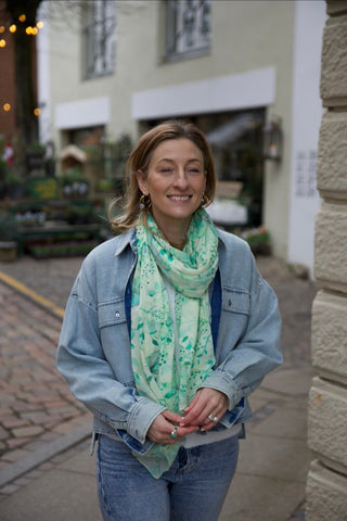 Botanic Green, Long Cotton Scarf