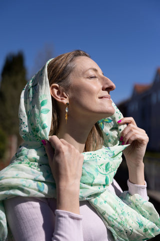 Botanic Green, Long Cotton Scarf