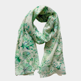 Botanic Green, Long Cotton Scarf