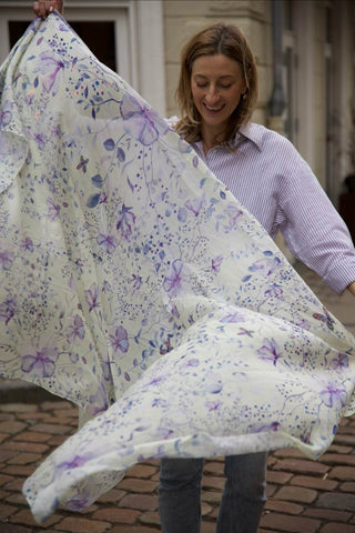 Botanic Lavender, Long Cotton Scarf