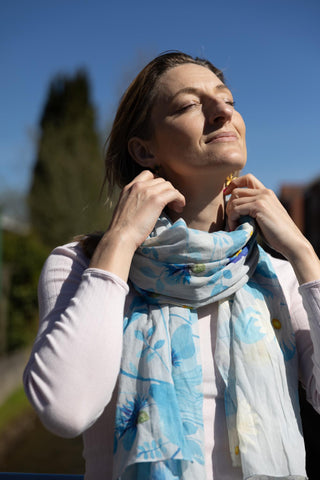 Botanical Daisy, Long Cotton Scarf