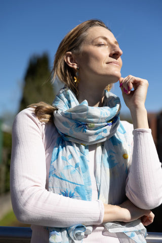 Botanical Daisy, Long Cotton Scarf