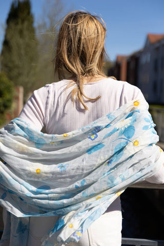 Botanical Daisy, Long Cotton Scarf