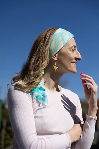 Flora Galore Aqua, Square Cotton Scarf