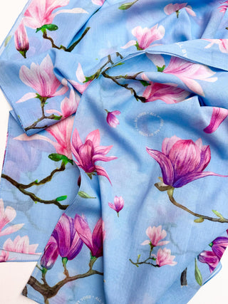 Magnolia Petit Blue, Long Cotton Scarf