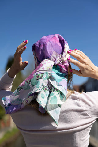 Rose Garden Purple, Square Cotton Scarf