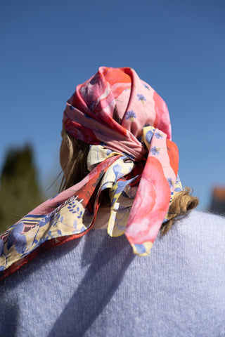 Rose Garden Red, Square Cotton Scarf