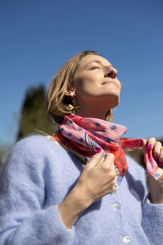Rose Garden Red, Square Cotton Scarf