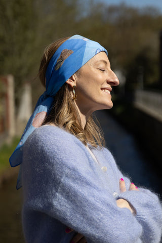 Sea Breeze Blue, Square Cotton Scarf