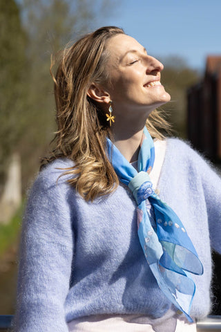 Sea Breeze Blue, Square Cotton Scarf