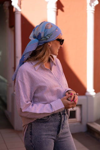 Sea Breeze Blue, Square Cotton Scarf