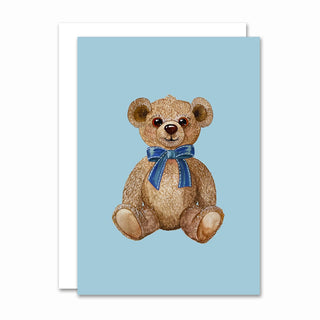 Klappkarte, Play, Blue Bow Teddy